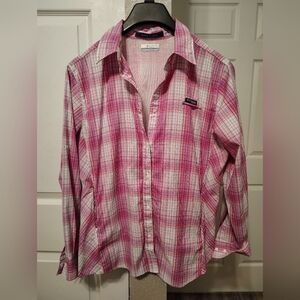 Columbia Women's/Purple Pink Plaid Button-Up Shirt